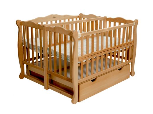 Ліжко для новонароджених Goydalka DUO з шухлядою, 60x120, Бук
