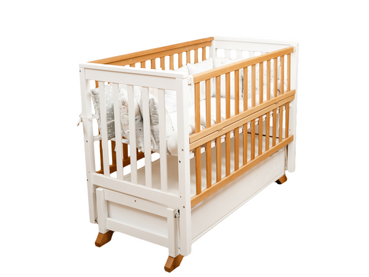 Кровать для новорожденных Goydalka ALEX с откидной боковиной, 60x120, Бук