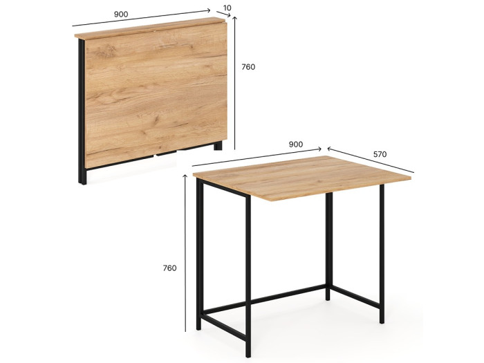 Стіл-трансформер Art in Head Sly Дуб вінтаж оксид/Чорні