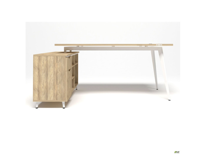 Робоче місце+USB AMF Delta DL-100L (1790х1200х750мм) Блеквуд Ячмінний/Каркас білий/Опора білий беж