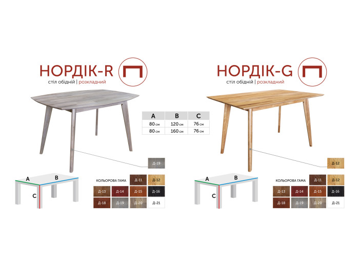 Стіл Грамма Нордік G 80x120