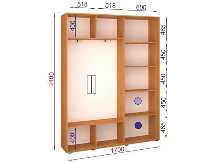 Шкаф - купе Luxe Studio Классик - 1 двухдверный 110x220x45 см - ЛДСП