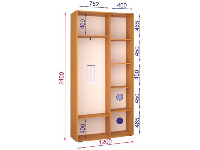 Шкаф - купе Luxe Studio Классик - 1 двухдверный 110x220x45 см - ЛДСП