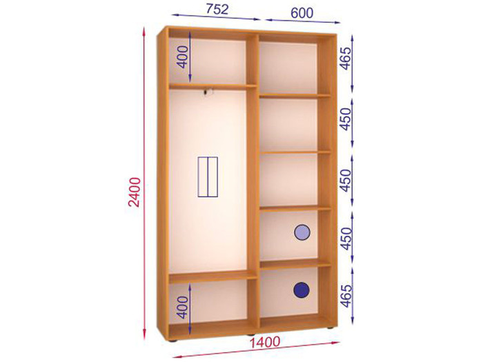 Шкаф - купе Luxe Studio Классик - 1 двухдверный 100x230x45 см - ЛДСП