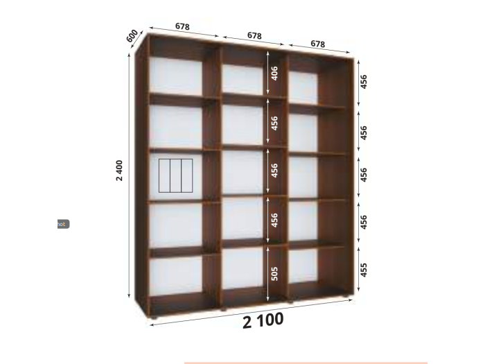 Шкаф - купе Luxe Studio Классик - 3 трехдверный 220x220x45 см - ЛДСП