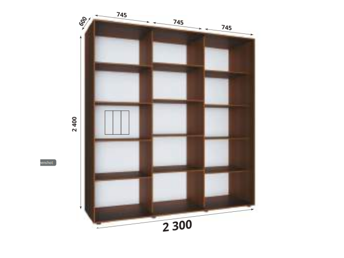 Шкаф - купе Luxe Studio Классик - 3 трехдверный 220x220x45 см - ЛДСП