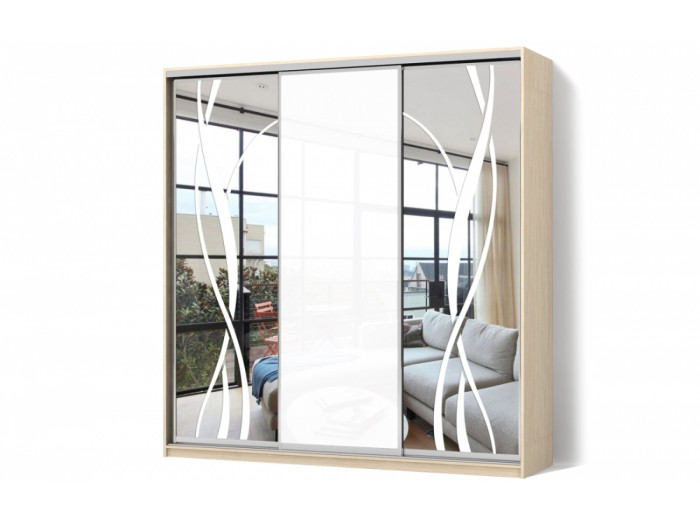 Шкаф - купе Luxe Studio Классик - 3 трехдверный 220x220x60 см - Пескоструй