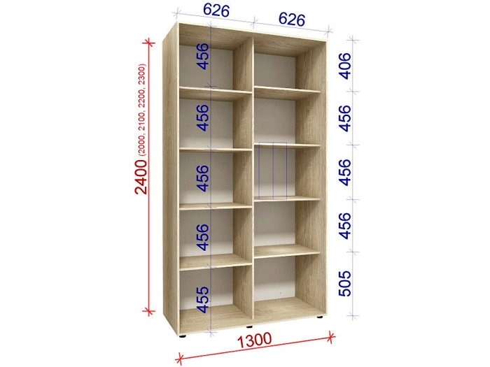Шкаф - купе Luxe Studio Классик - 3 двухдверный 110x200x60 см - Тонированное зеркало
