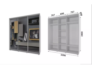 Шкаф - купе Luxe Studio Классик - 1 трехдверный 230x210x45 см - Зеркало