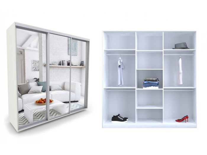 Шафа - купе Luxe Studio Класік - 4 трьохдверна 220x230x45 см - Дзеркало