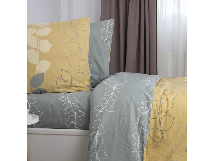 Комплект постільної білизни TEP Soft dreams Grey Leaf полуторна
