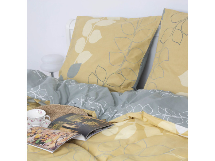 Комплект постільної білизни TEP Soft dreams Grey Leaf полуторна