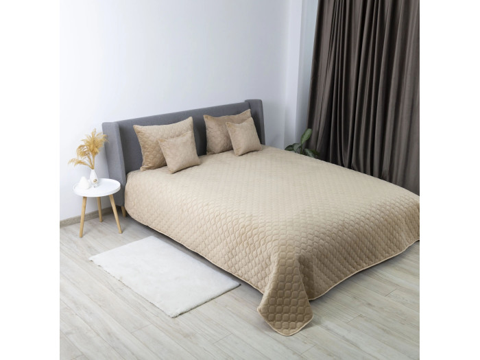 Покрывало TEP VELOUR Золотой беж/Ромб круглый 150x210