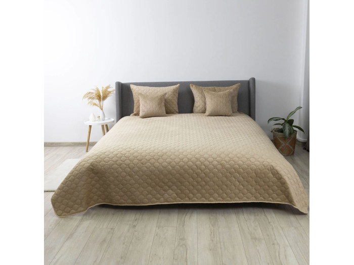 Покрывало TEP VELOUR Золотой беж/Ромб круглый 220x240