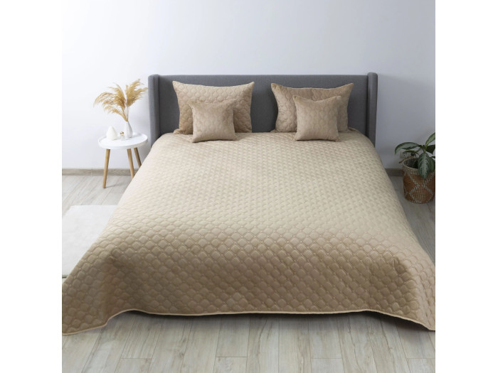 Покрывало TEP VELOUR Золотой беж/Ромб круглый 240x260