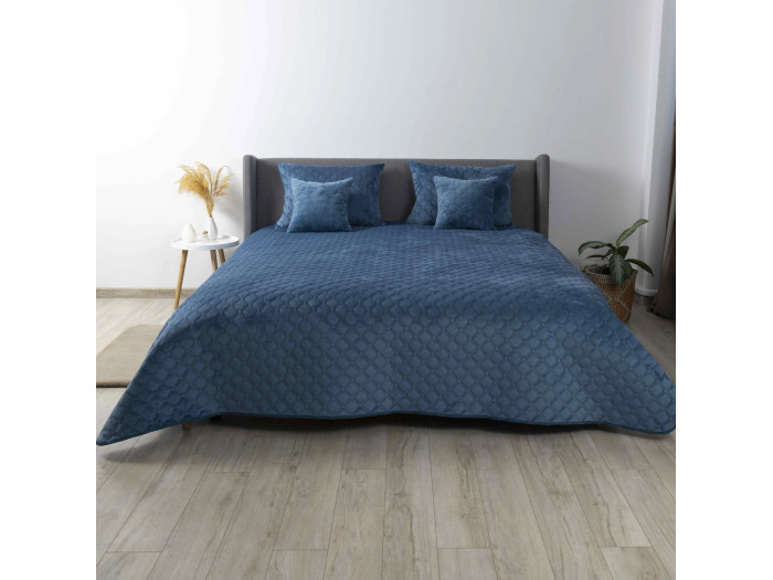 Покрывало TEP VELOUR Cиний/Ромб круглый 150x210
