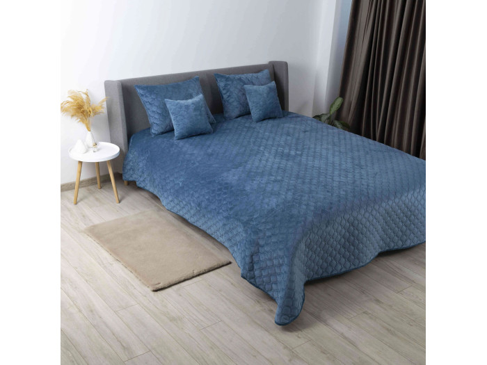 Покрывало TEP VELOUR Cиний/Ромб круглый 150x210