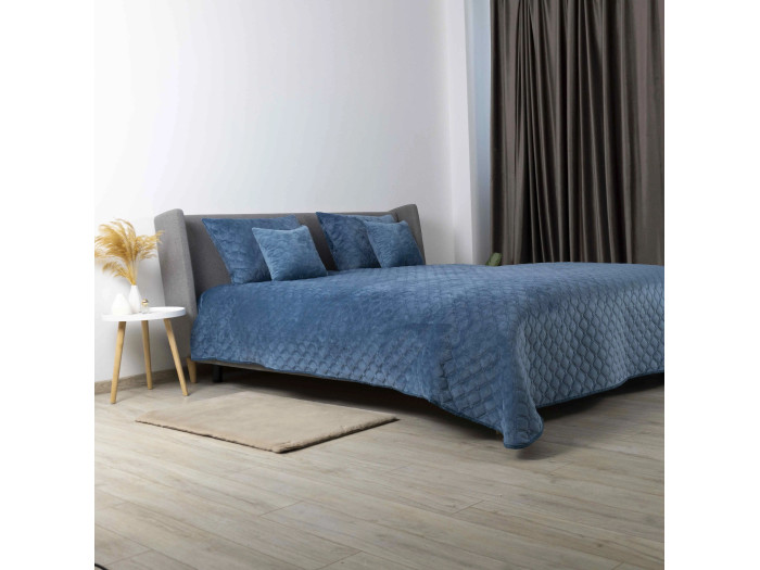 Покрывало TEP VELOUR Cиний/Ромб круглый 180x240
