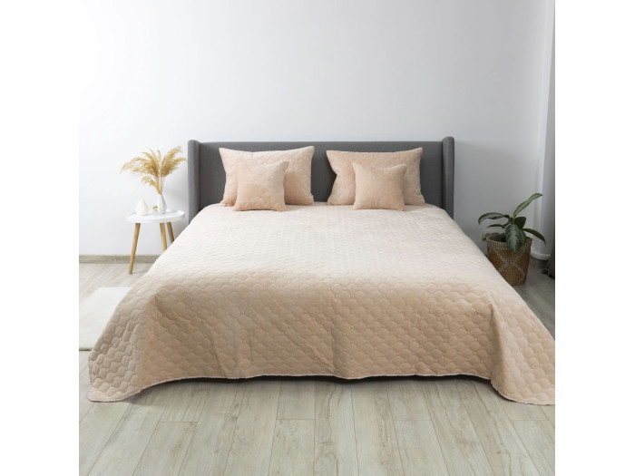 Покрывало TEP VELOUR Персиковое/Ромб круглый 220x240