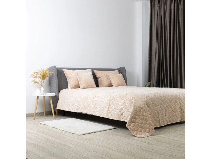 Покрывало TEP VELOUR Персиковое/Ромб круглый 240x260