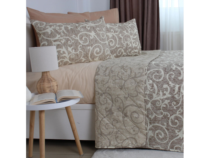 Покрывало TEP ELEGANT COTTON 2 наволочки 50*70 см Beige and White 220x240