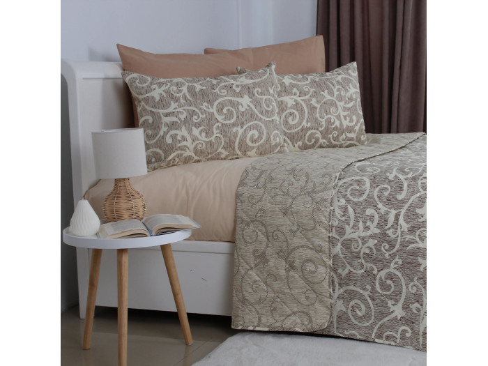 Покрывало TEP ELEGANT COTTON 2 наволочки 50*70 см Beige and White 220x240