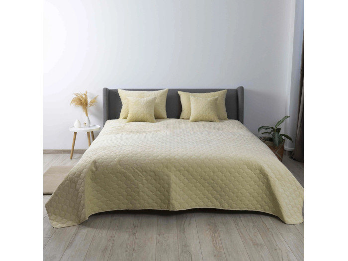 Покрывало ТTEP VELOUR Бежевое/Ромб прямой 180x240
