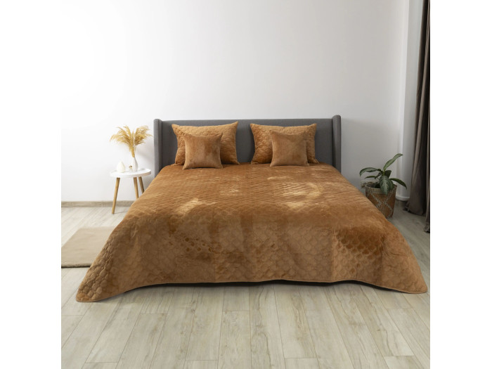 Покрывало TEP VELOUR Кофейное/Ромб круглый 220x240