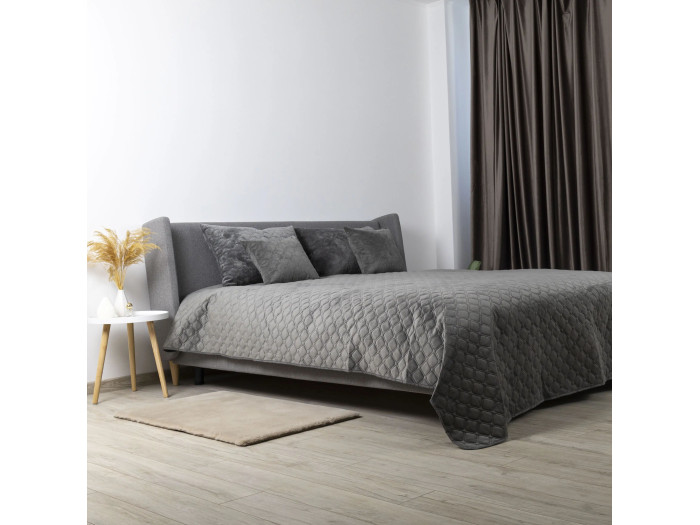 Покрывало TEP VELOUR Серое/Ромб круглый 150x210