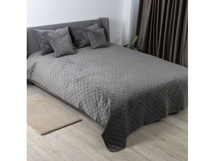 Покрывало TEP VELOUR Серое/Ромб круглый 180x240
