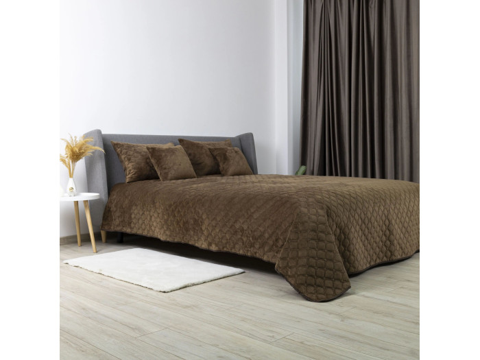 Покрывало TEP VELOUR Коричневое/Ромб круглый 150x210