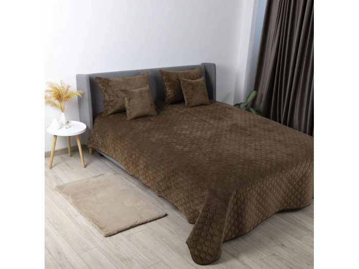 Покрывало TEP VELOUR Коричневое/Ромб круглый 180x240